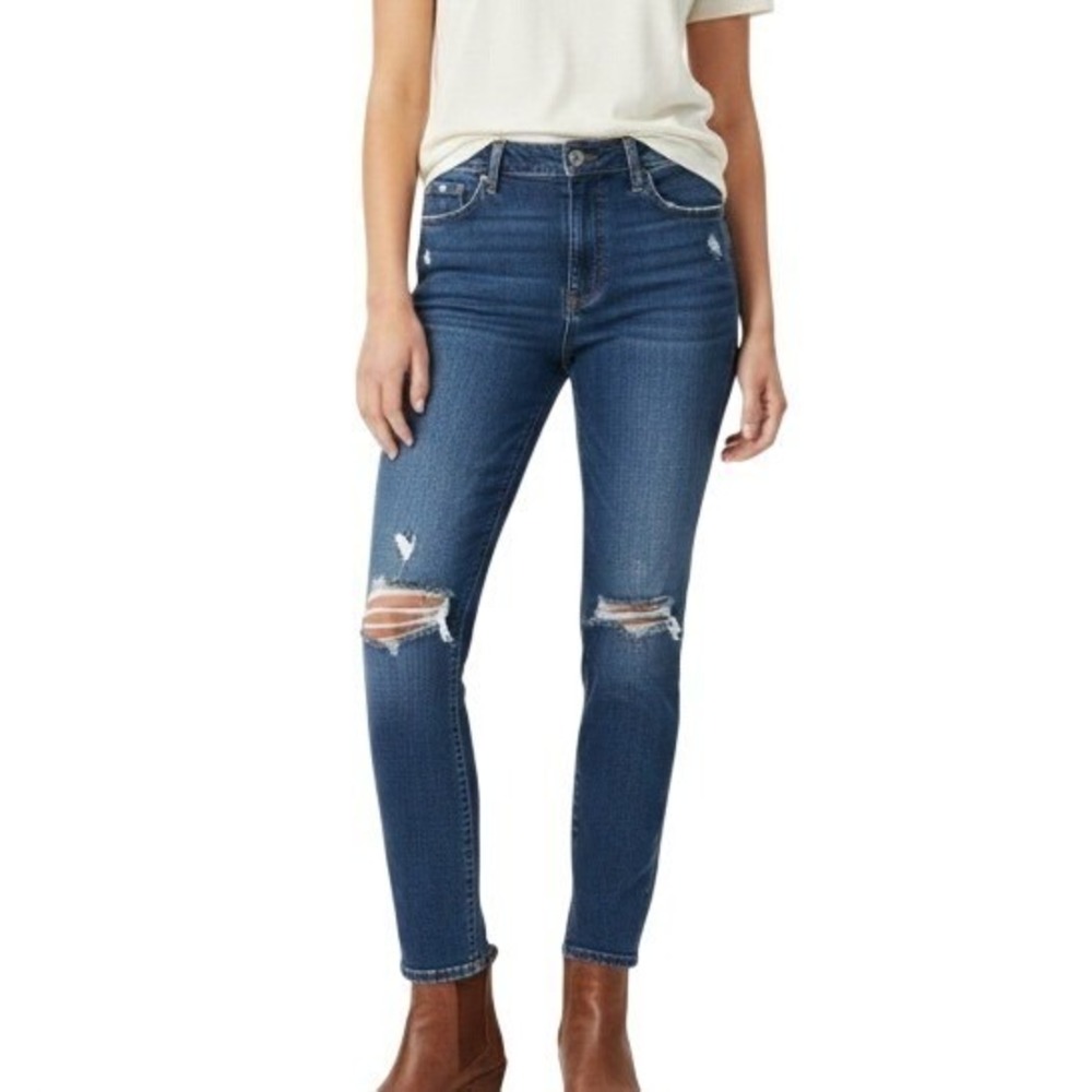 Abercrombie & Fitch Jeans Womens 31 12S Blue Curve Love Ankle Straight‎ Ripped